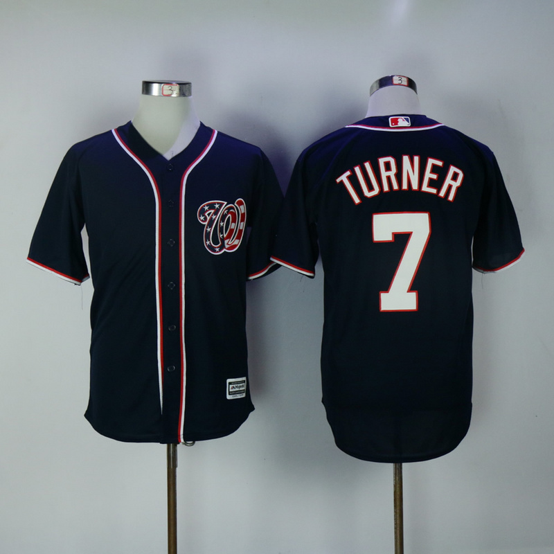 2017 MLB Washington Nationals #7 Turner Blue Game Jerseys->washington nationals->MLB Jersey